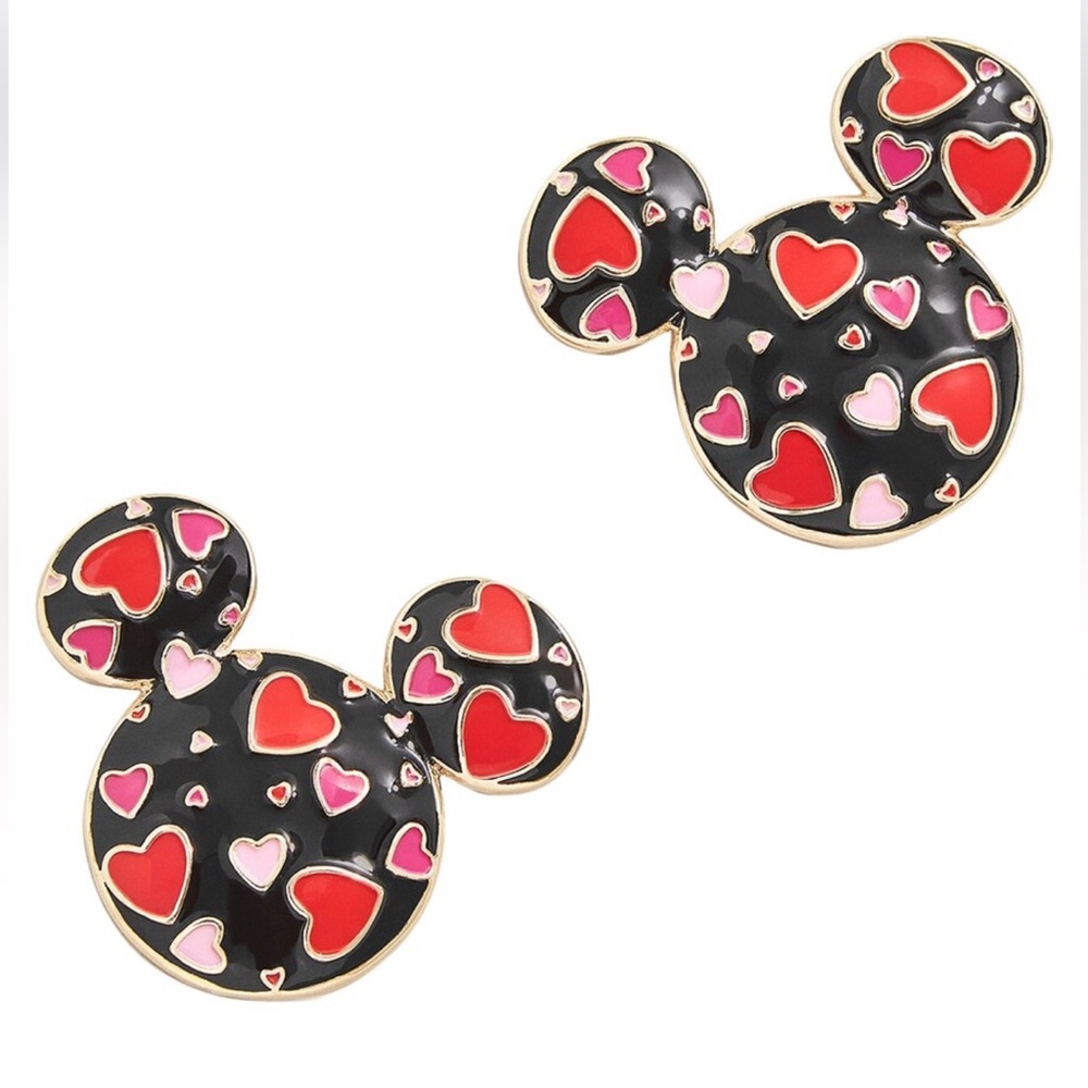 Disney X Baublebar Mickey Mouse Shaped Mixed Hearts Print Stud Earrings